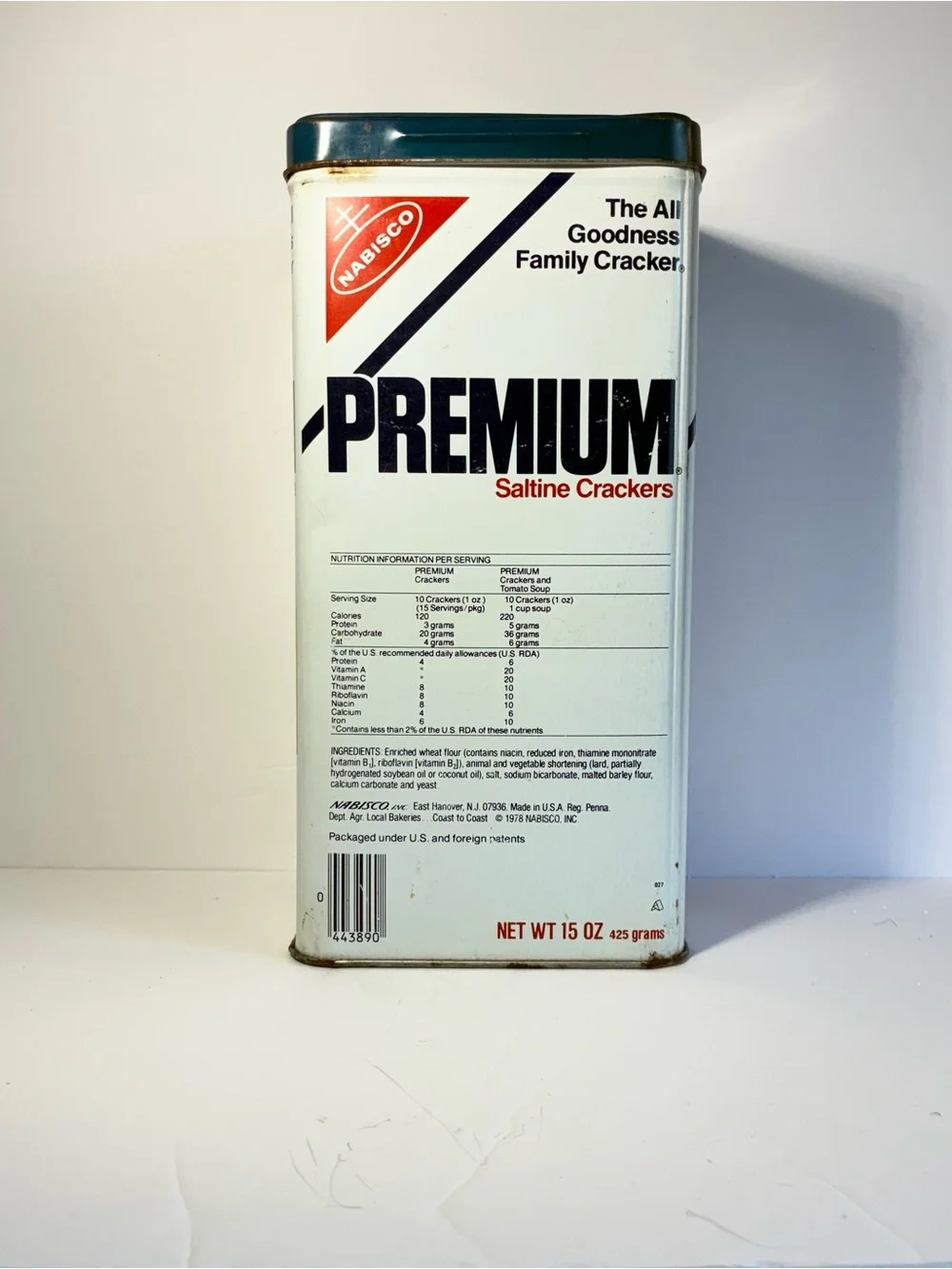 Vintage Nabisco Premium Saltine Crackers Tin Stack Pack Canister 1980s Retro Kit